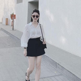 Áo Sơ Mi Nữ Lụa Trắng Cổ Đức Dài Tay
