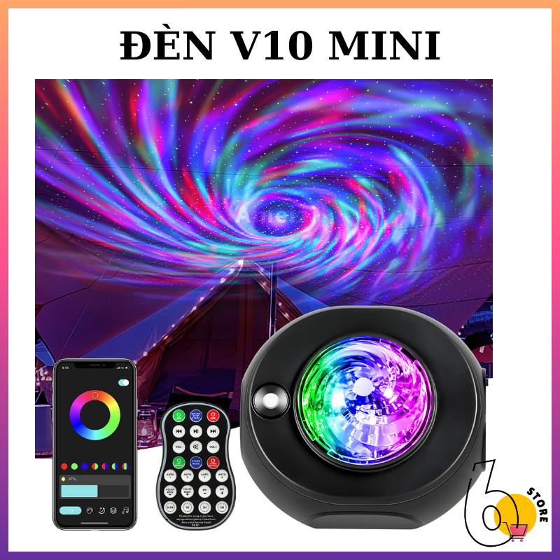 Đèn V10 Mini Hiệu Ứng Lốc Xoáy Cực Đẹp Loa Bluetooth Có Điều Khiền Băng App Siêu Nhỏ Gọn (SIX STORE)