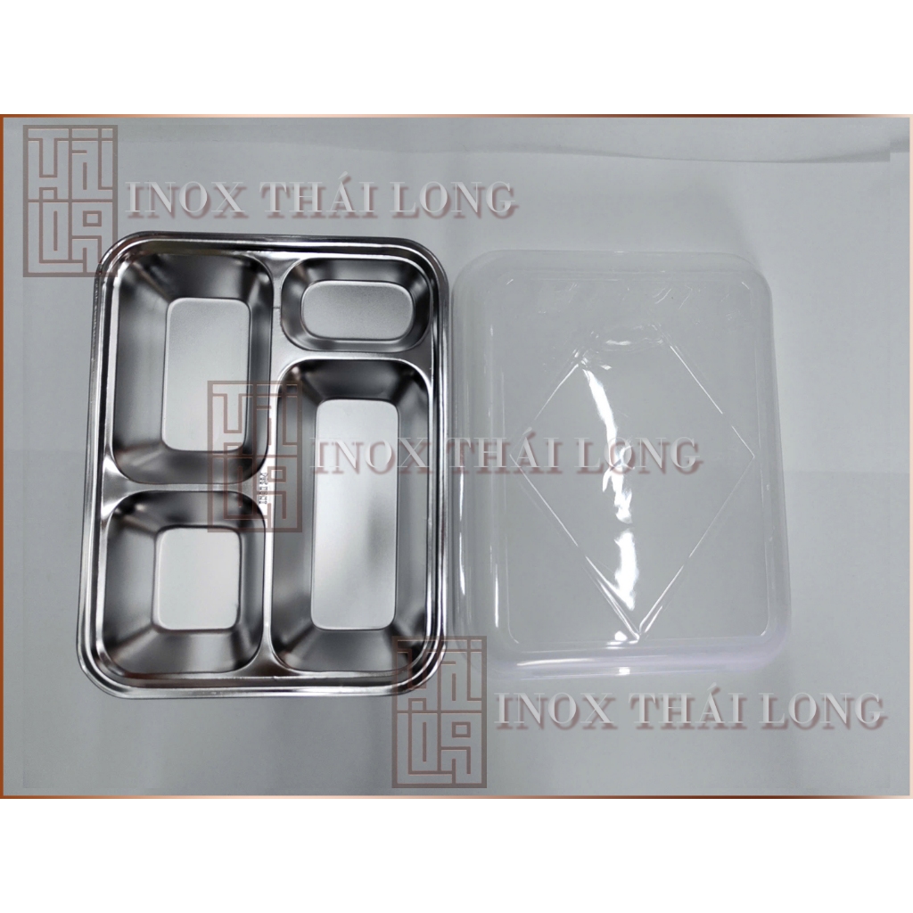 [Có sẵn] [Rẻ vô địch] [Ảnh thật] [Chính hãng] Khay Cơm  Inox 4 Ngăn Nhỏ