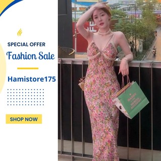 Đầm Hoa Pháp Nữ Cổ V 2 Dây Khoét Sâu Mùa Hè Desire Phong Cách Hot Girl Slim-fit Ôm Body Gợi Cảm Sling Váy Dài TH238