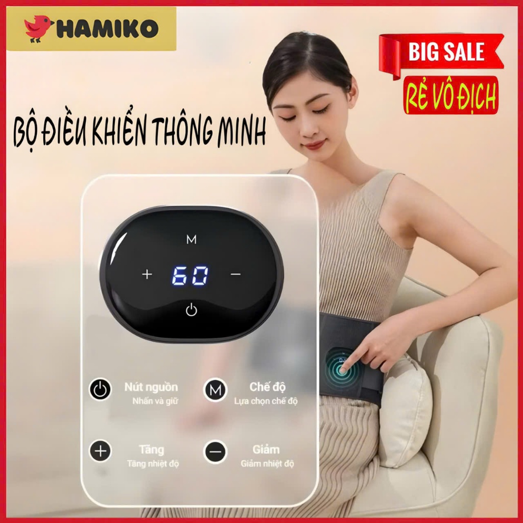 Đai massage lưng hỗ trợ cột sống, giảm đau vùng thắt lưng, vùng bụng, Bảo hành 12 tháng