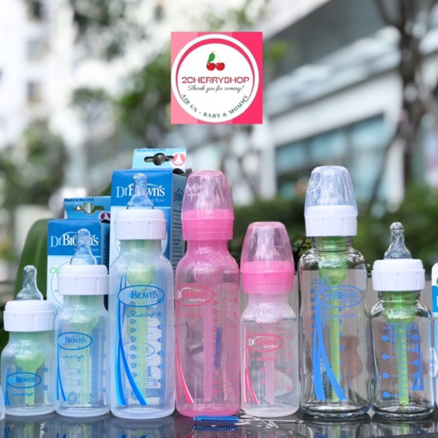 Bình sữa Dr Brown’s Option Plus cổ hẹp 120ml 250ml [có đổi Sz ty]