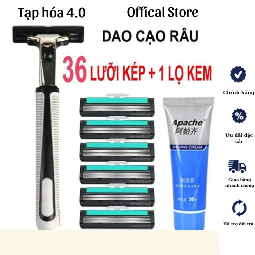 Combo 2 Bộ dao cạo râu 36 lưỡi tặng kèm kem - Dao cạo râu - Dao cạo