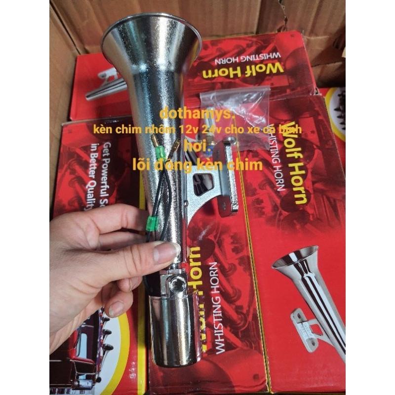 còi chim nhôm , kèn chim nhôm , còi chim nhôm, kèn chim vỏ đỏ 12v 24v dùng cho xe có bình hơi cao cấ