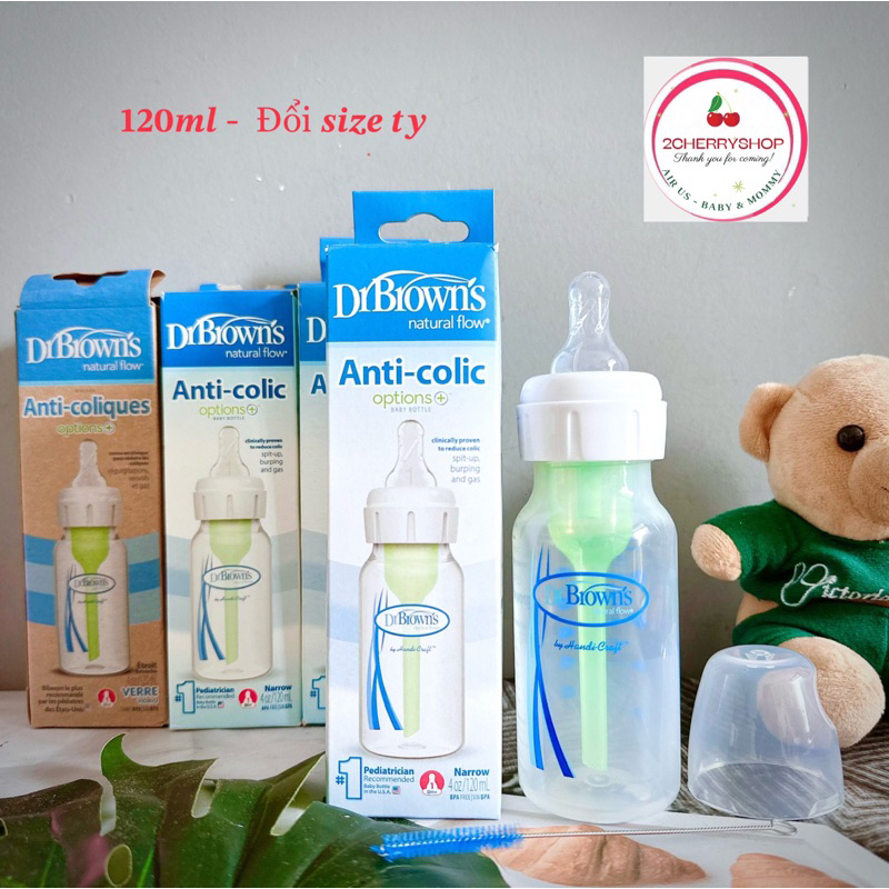 Bình sữa DR BROWN’S 120ML option PLUS [Có đổi size Ty]