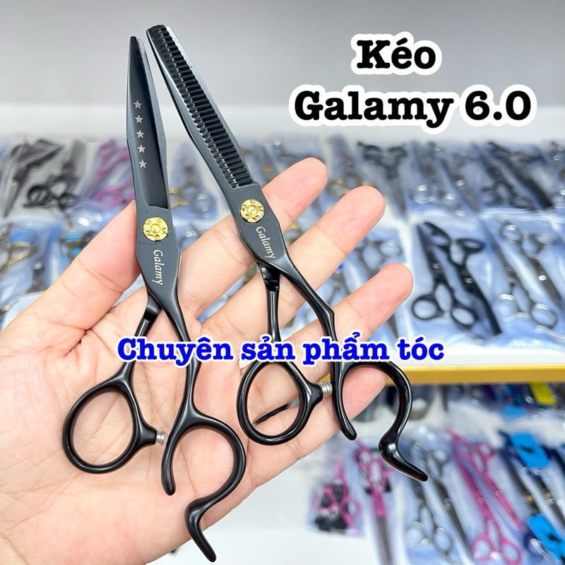 ✅ Galamy Kéo cắt tỉa tóc Nhật Galamy 6.0M - Thép S440C, 6 inches, Kiểu quai phẳng lệch, Độ cứng trên