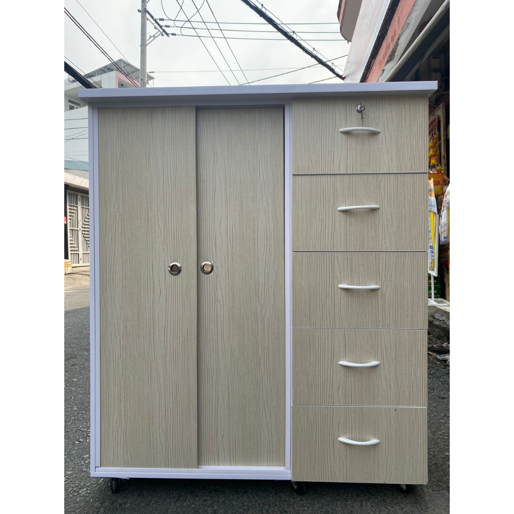 TỦ NHỰA ĐÀI LOAN 2 CÁNH 5 HỘC CỬA LÙA CAO CẤP GIAO NHANH HCM