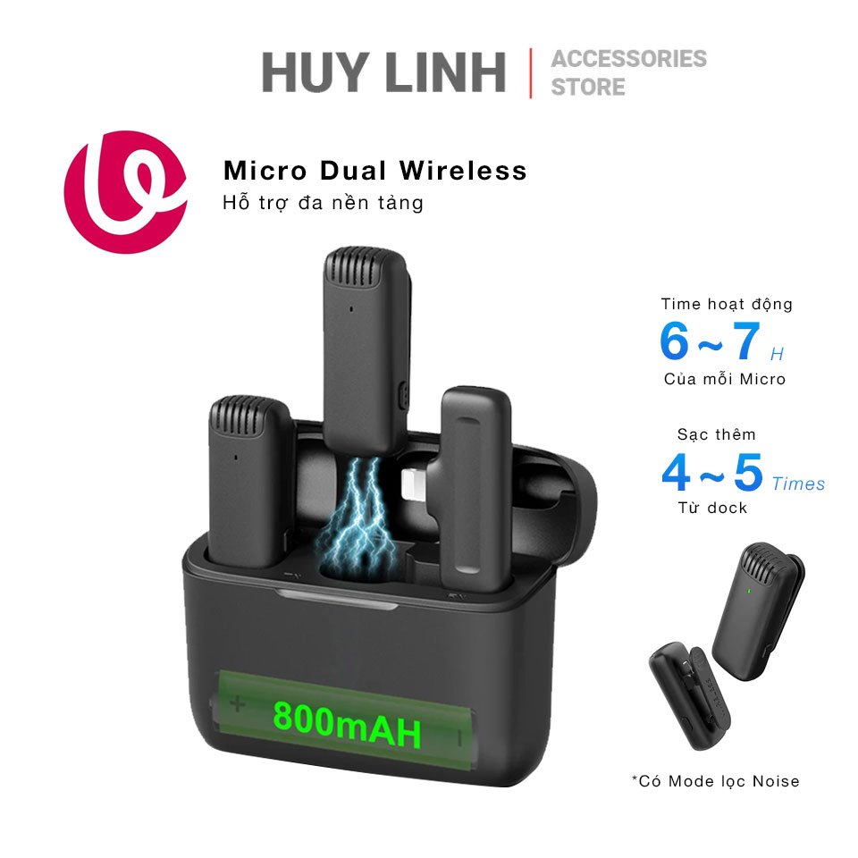 Ulanzi J12 Wireless Lavalier - Bộ 2 Micro không dây cho điện thoại và máy tính bảng