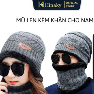 Mũ Len Kèm Khăn Quàng Cổ Nam Nữ Nón Len Trùm Đầu Nam Nữ Mùa Đông Chất Liệu Len Cao Cấp