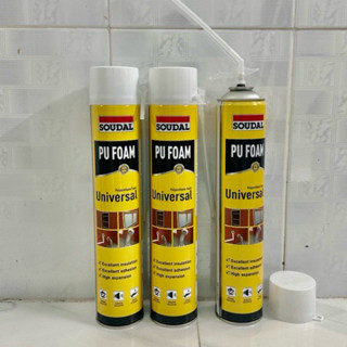 [1 chai]Keo bọt nở Soudal PU Foam kèm vòi. Chống dột chống thấm, cách âm cách nhiệt. Nhập khẩu Bỉ
