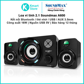 Loa Vi Tính 2.1 SoundMax A600 / A700 | 16W , kết nối Bluetooth/AUX/USB/Thẻ | Nguồn USB 5V | Bảo hành 1 năm