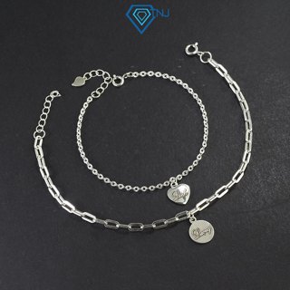 Lắc tay đôi bạc 925 dạng mắt xích khắc tên theo yêu cầu LTD0050 - Trang Sức TNJ 