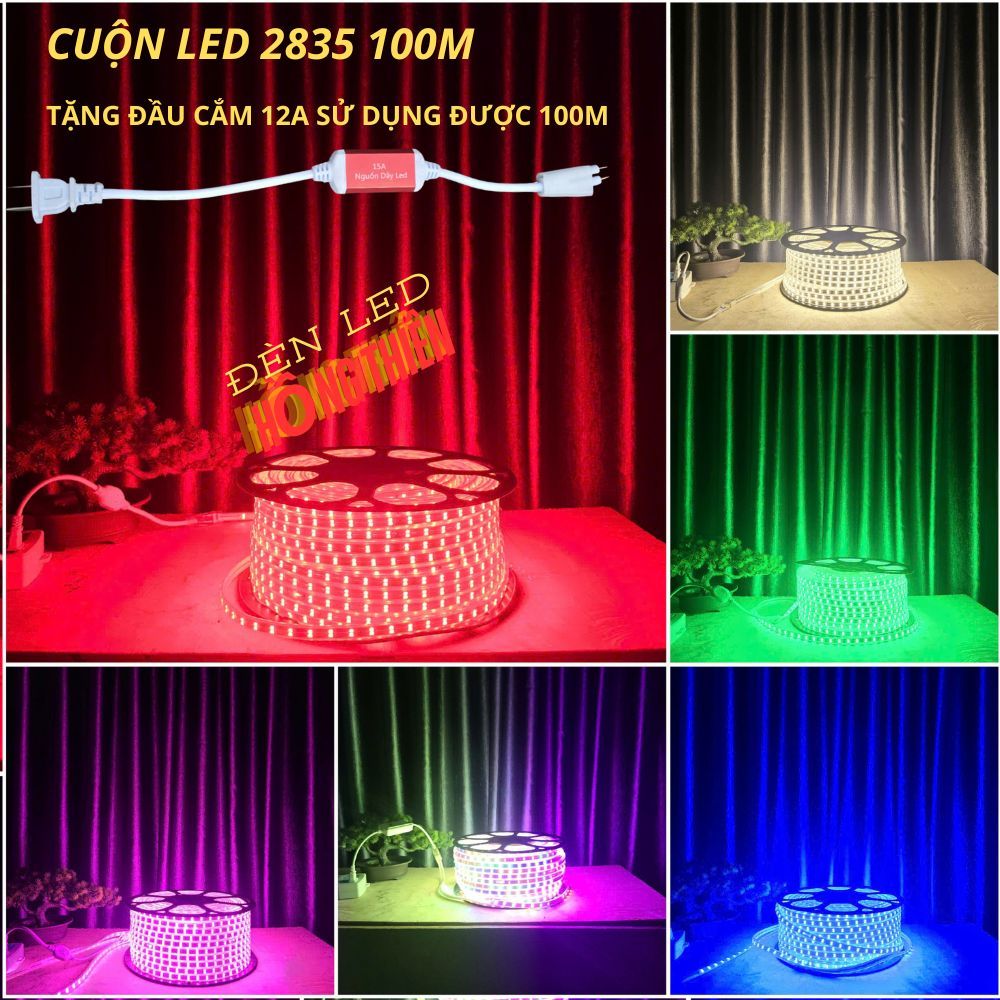 Cuộn Dây Led Trang Trí Hắt Trần Trong Nhà,Ngoài Trời Chíp 2835 2 hàng Bóng 100m