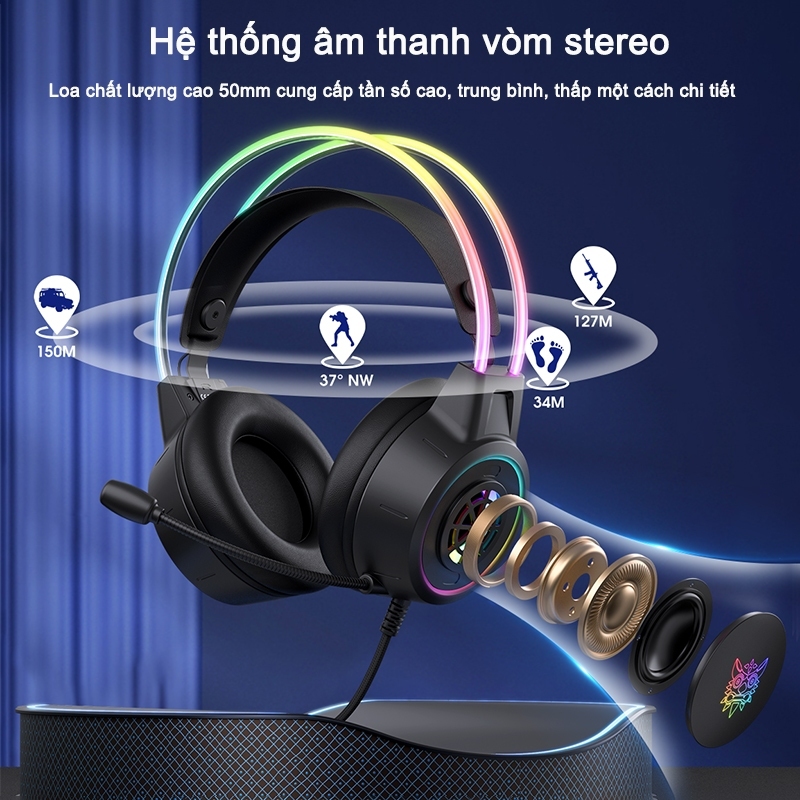 Tai Nghe Chơi Game Chụp Tai chống ồn Có Dây ONIKUMA X15 Có Mic Đèn RGB/LED Cho Máy Tính/ PC/ Laptop Gaming Headpho | BigBuy360 - bigbuy360.vn