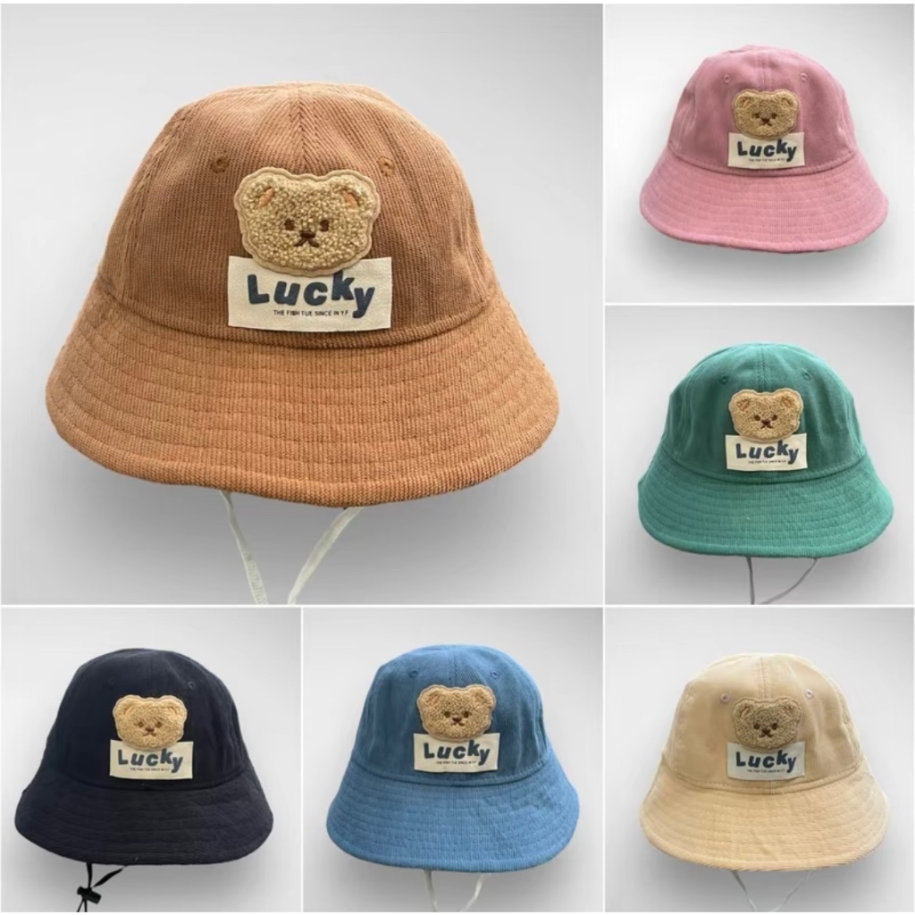 Nón bo gấu lucky [ 3 đến 6 tuổi ] mũ dễ thương chống nắng có quai cho bé yêu