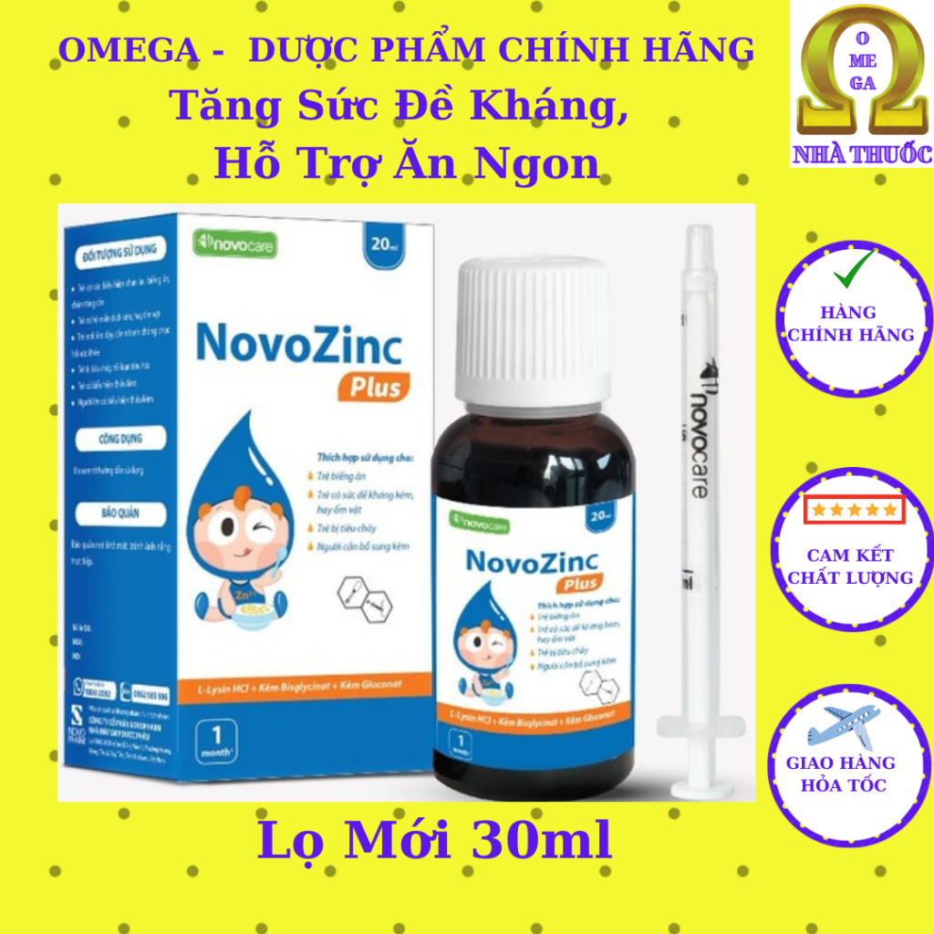 NovoZinC Plus (Lọ mới 30ml) - BỔ SUNG KẼM HỮU CƠ CHO TRẺ BỊ TIÊU CHẢY, CHÁN ĂN. TĂNG SỨC ĐỀ KHÁNG
