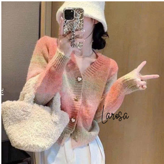 Áo khoác cardigan , áo khoác len nữ dài tay màu Loang vàng hồng xanh đen vải len QCCC loại 1 không xù Larosa