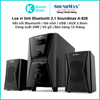 Loa Vi Tính 2.1 Bluetooth SoundMax A827 / A828 | Công suất 20W , kết nối BT / Thẻ /USB / RCA | Bảo hành 1 năm