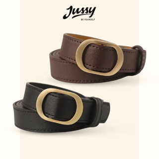Thắt Lưng Mặt Oval Màu Vàng Ánh Kim Sang Chảnh JTL03 Jussy Official Kiểu Dây Nịt Nam Nữ Bản Nhỏ Chất Da Pu Bền Chắc