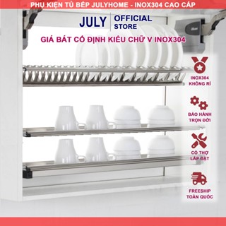 Kệ Chén Tủ Bếp, Giá Bát Cố Định Dạng Chữ V INOX KHÔNG GỈ 304 - Bảo Hành Vĩnh Viễn - Có Thợ Lắp