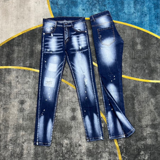 Quần jean nam DSQ xanh 4 vẩy sơn cúc phong cách trẻ trung chất jean co dãn giá rẻ chuẩn shop TA