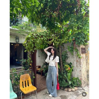  Quần ông suông culotes xanh nhạt trơn đơn giãn M41 