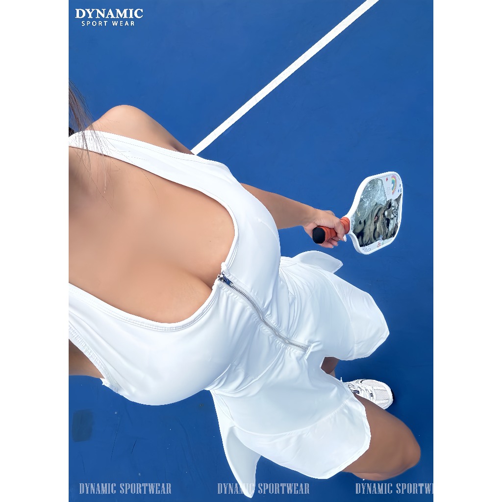 Váy thể thao nữ liền thân, không tay, khóa kéo trước ngực,dệt kim từ sợi tổng hợp 82,5% Polyester + 17,5% Spandex V-PICK | BigBuy360 - bigbuy360.vn