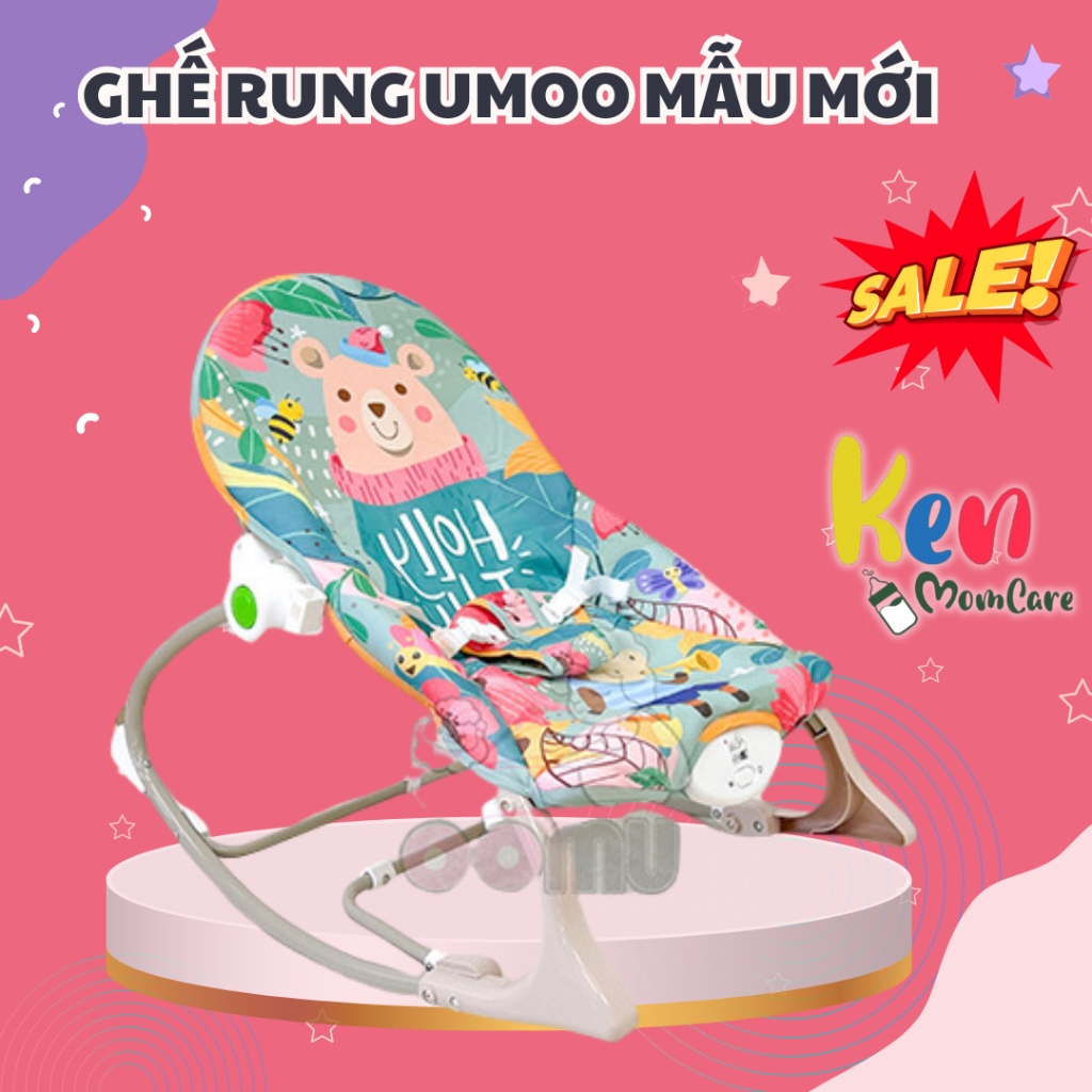 GHẾ RUNG UMOO MẪU MỚI CHÍNH HÃNG-Kèm giá thanh treo đồ chơi