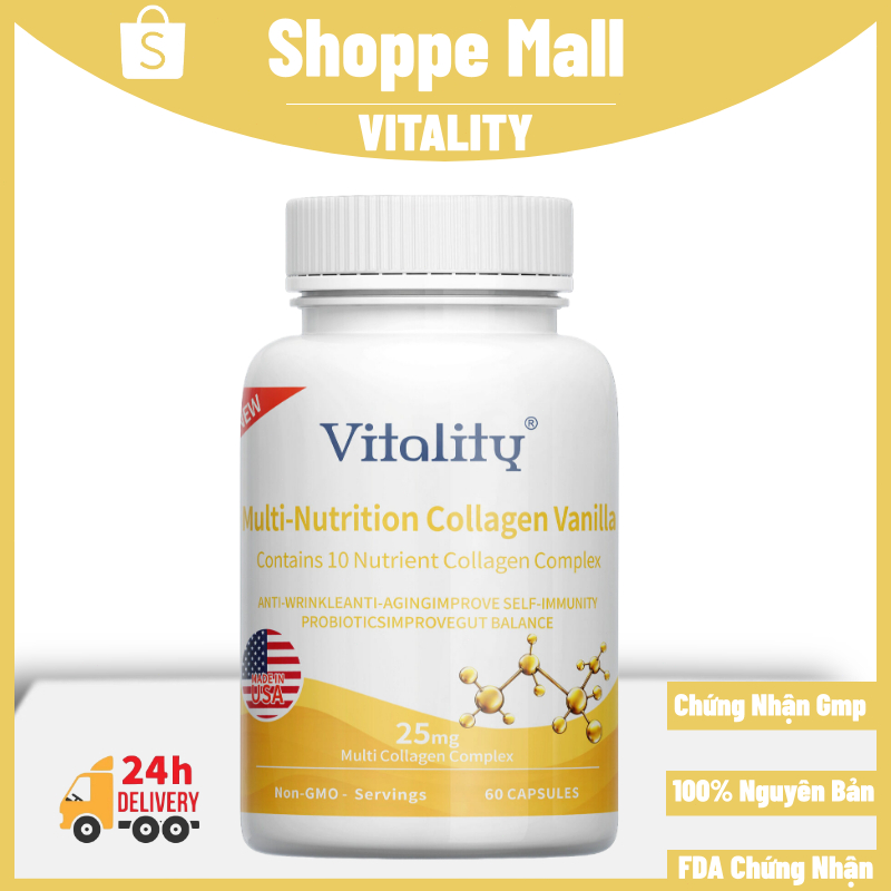 Collagen, Chống Lão Hóa, Dưỡng Trắng Da, Chứa 90mg Vitamin C, Cải Thiện Nám Da, Bảo Vệ Gan, Giải Độc