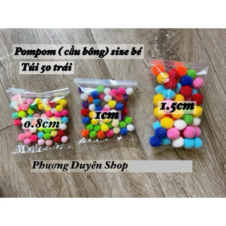 Pompom ( cầu bông) nhiều màu size nhỏ làm handmade, trang trí