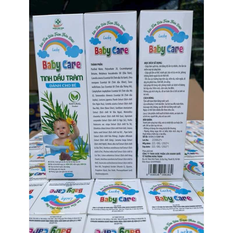 Sữa Tắm Thảo Dược cho bé Baby Care Tinh Dầu Tràm - Giúp sạch da, Tránh cảm gió, sổ mũi, ho cho trẻ, Chai 150ml