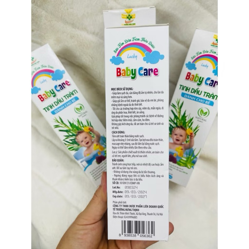 Sữa Tắm Thảo Dược cho bé Baby Care Tinh Dầu Tràm - Giúp sạch da, Tránh cảm gió, sổ mũi, ho cho trẻ, Chai 150ml