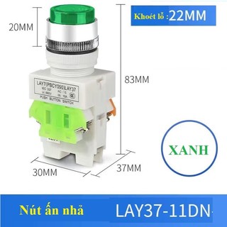 Combo 10 Nút ấn có đèn phi 22MM LA37-11 220V - Nút ấn nhả, ấn giữ có đèn 220V