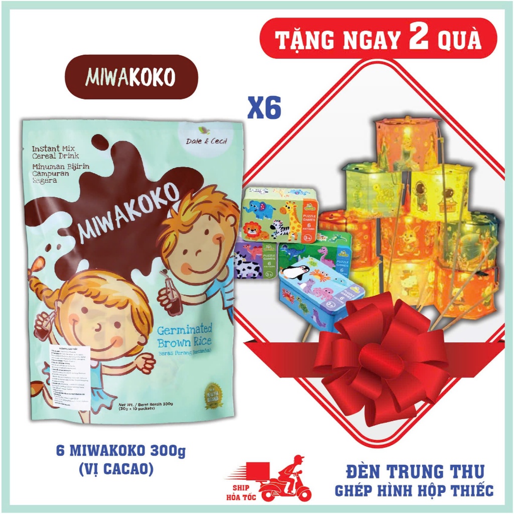 Sữa Hạt Công Thức Thực Vật Hữu Cơ MIWAKOKO Vị Cacao Túi 300g x 6 Túi Date 30/03/2026