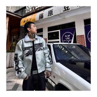 Áo Khoác Da Nam Biker Black Air Jacket Dáng Rộng Phong Cách Retro Nhật Bản