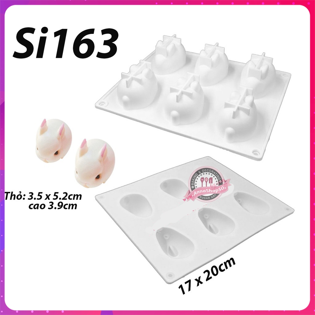 KHUÔN 6 THỎ 3D NHỎ Si163