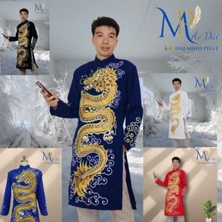  Áo Dài Cách Tân Nam Thêu Rồng Vải Tuyết Mưa Vintec Cao Cấp nhiều mầu cho mặc Tết Sự Kiện MPT1009 