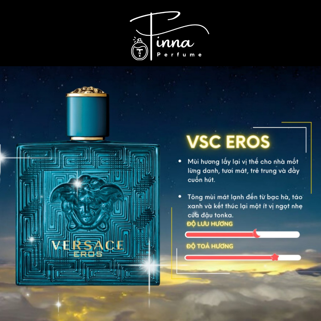 Nước hoa nam cao cấp VERSACE EROS Versace Eros For Men Phong cách: Sexy, Gợi cảm, Cuốn hút Chiết 10m