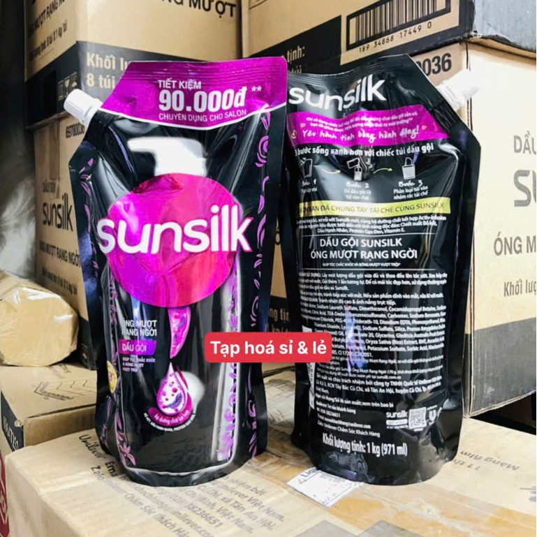   TÚI 1KG  Dầu gội đầu Sunsilk dạng túi 1kg đen óng mượt rạng ngời 