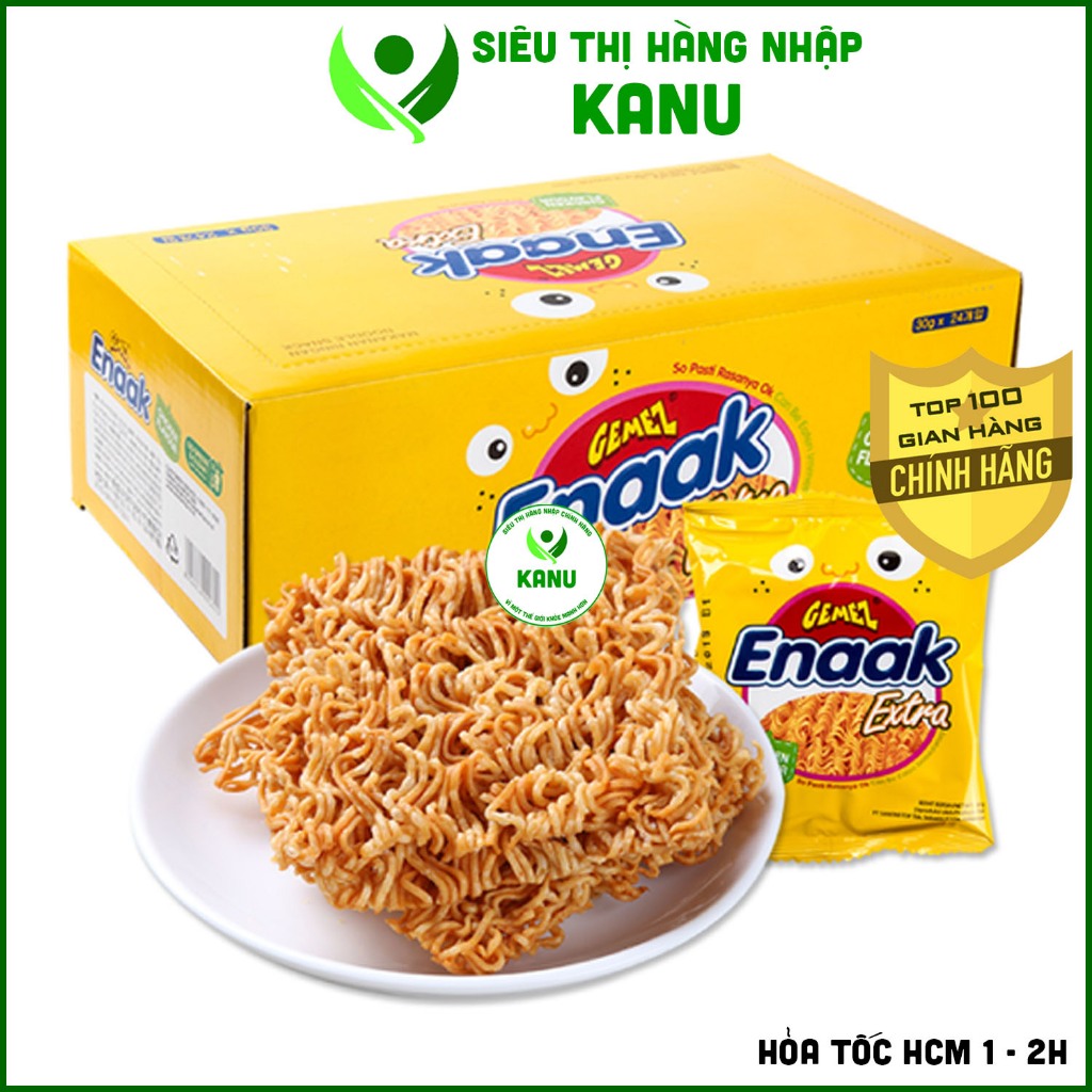   Thùng 24 gói  Snack mì tôm ăn sống Enaak Extra Indonesia cho bé mì ăn vặt ăn liền ngon rẻ 