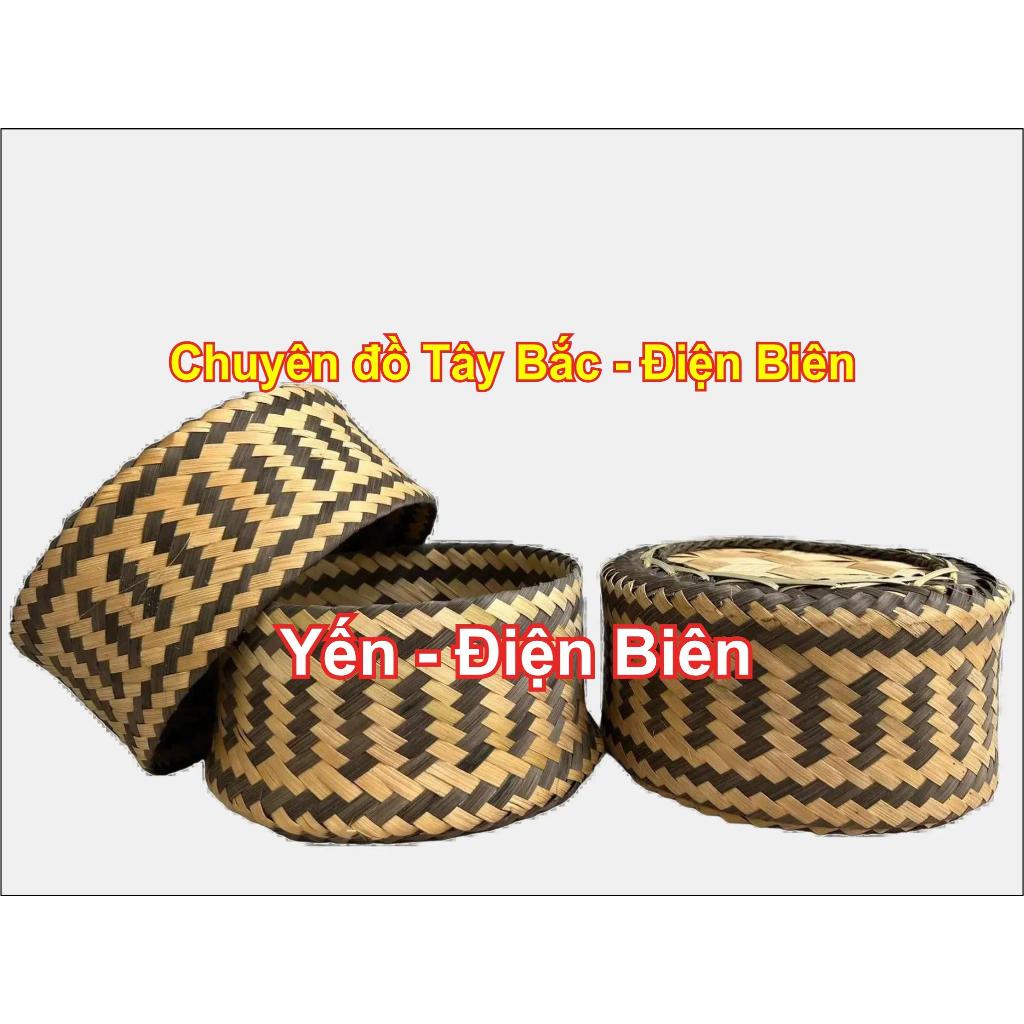 Ếp khẩu; Cóng khẩu (dùng đựng xôi) - Sản phẩm đan tre thủ công người dân tộc Thái