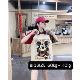 Áo micky phối tay BIGSIZE 60kg - 110kg [ Hàng Qc chất cotton tàu mềm mịn mát giãn 4c   ]