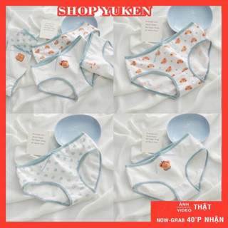 Hàng Mới Về . Combo 5 Quần Lót Cho Bé Gái Học Sinh Sinh Viên. Quần Lót Gấu Xanh Ngọc dễ thương chất cotton