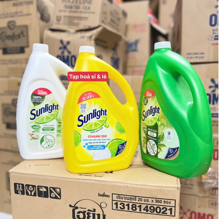 Nước rửa chén Sunlight trà xanh// chanh/ trắng thiên nhiên Can 3,5kg