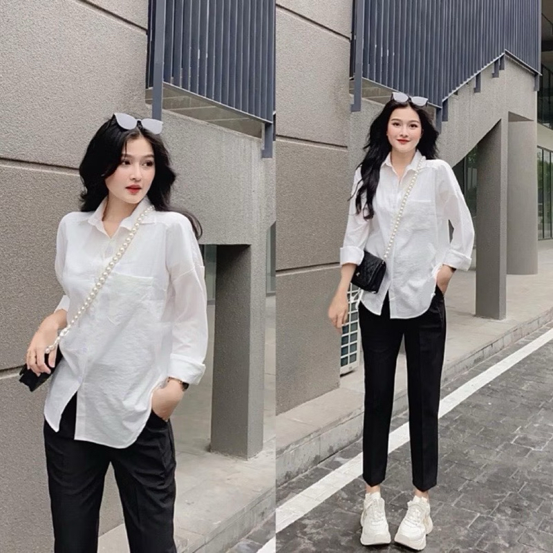 HV - Áo sơ mi đũi tơ nhiều màu sắc, Áo Sơ Mi Kiểu Nữ Form Rộng