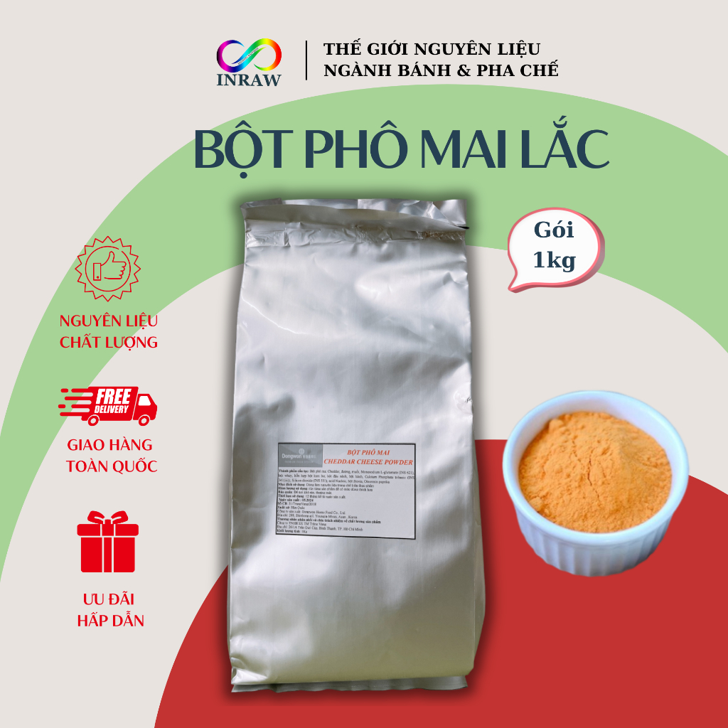 Bột Phô Mai Lắc Hàn Quốc Gói 1kg (Cheddar Cheese Powder)
