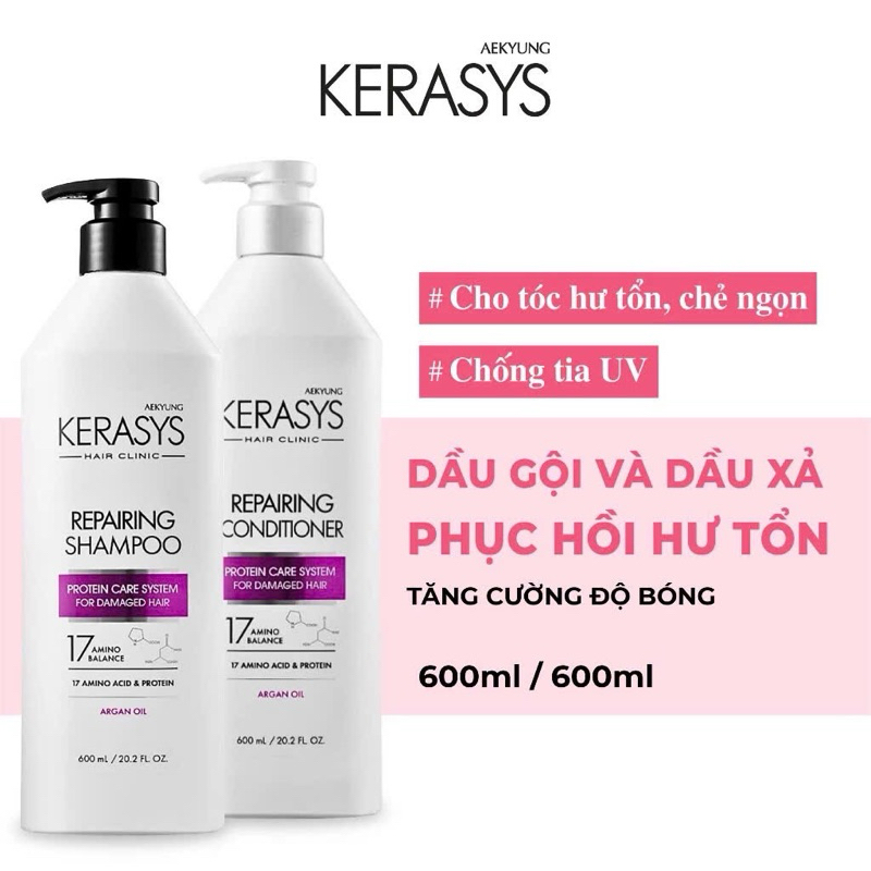 Dầu gội Xả Kerasys Phục hồi tóc hư tổn 600ml - Hàn Quốc