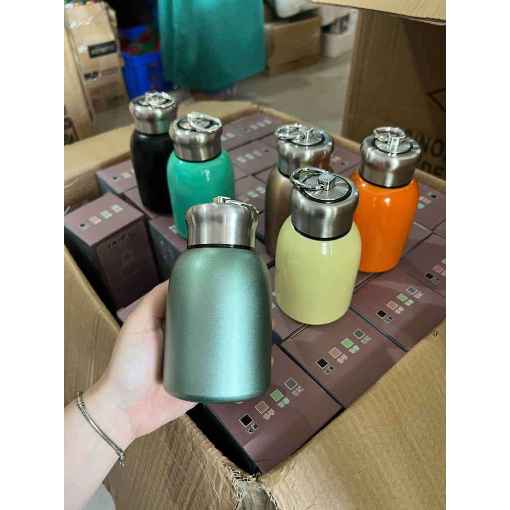 Bình Nước Giữ Nhiệt Cầm Tay Dung Tích 300ml, Ly Giữ Nhiệt Chất Liệu Inox Chuẩn 304 Cao Cấp