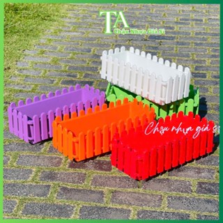   Đủ màu Size đại Chậu nhựa trồng cây hình Hàng Rào,Chậu máng dài hai lớp,Chậu hoa Hàng Rào hàng Công Ty Bình Thuận L1 