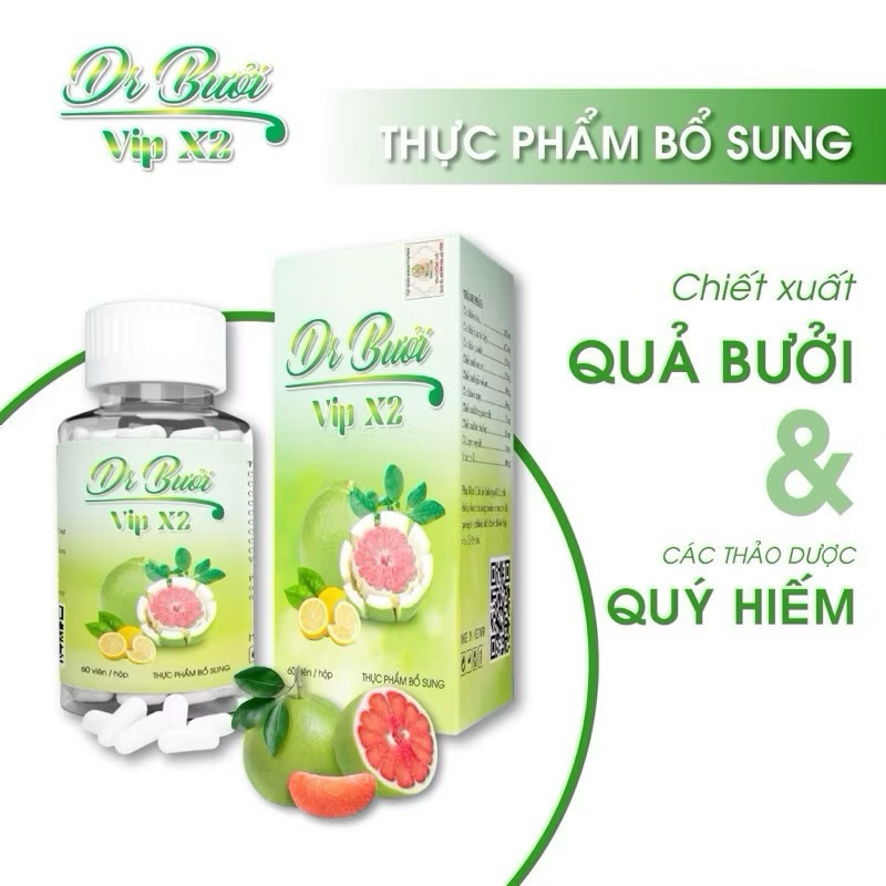 Detox Giảm Cân Dr Bưởi Vip X2 xổ mỡ siết eo thanh lọc đào thải mỡ bụng (1 hộp 60viên)